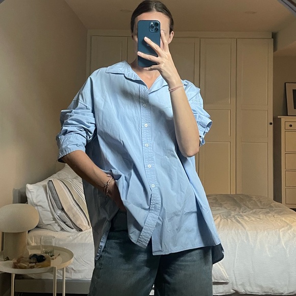 Zara Oversized Cotton Button Up Shirt - Picture 1 of 9